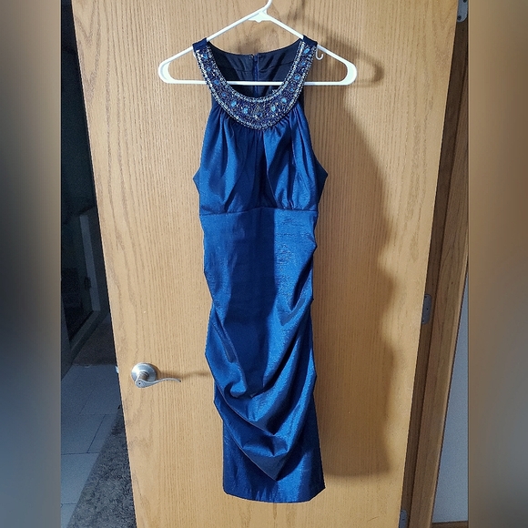 Navy blue fitted pencil dress - Picture 2 of 4